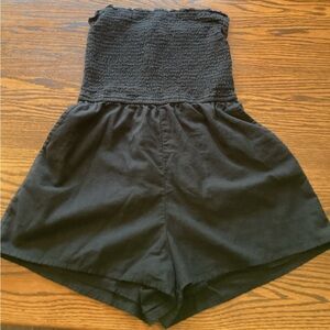 Abercrombie & Fitch Smocked Black Strapless Romper